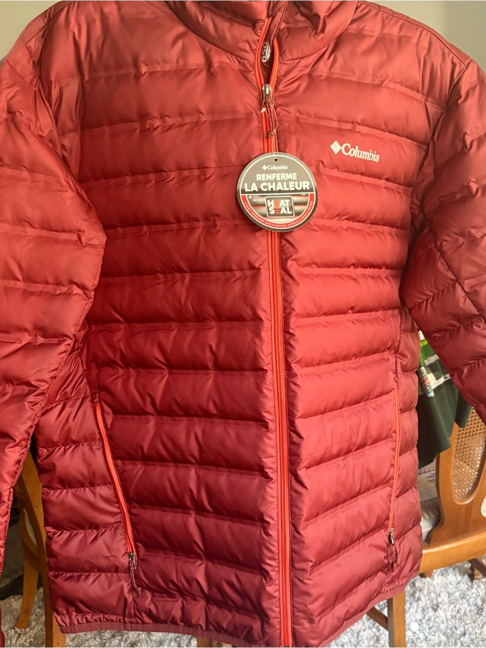 Columbia Heat Seal Puffer Jacket — Rust Red, Size XL, NWT